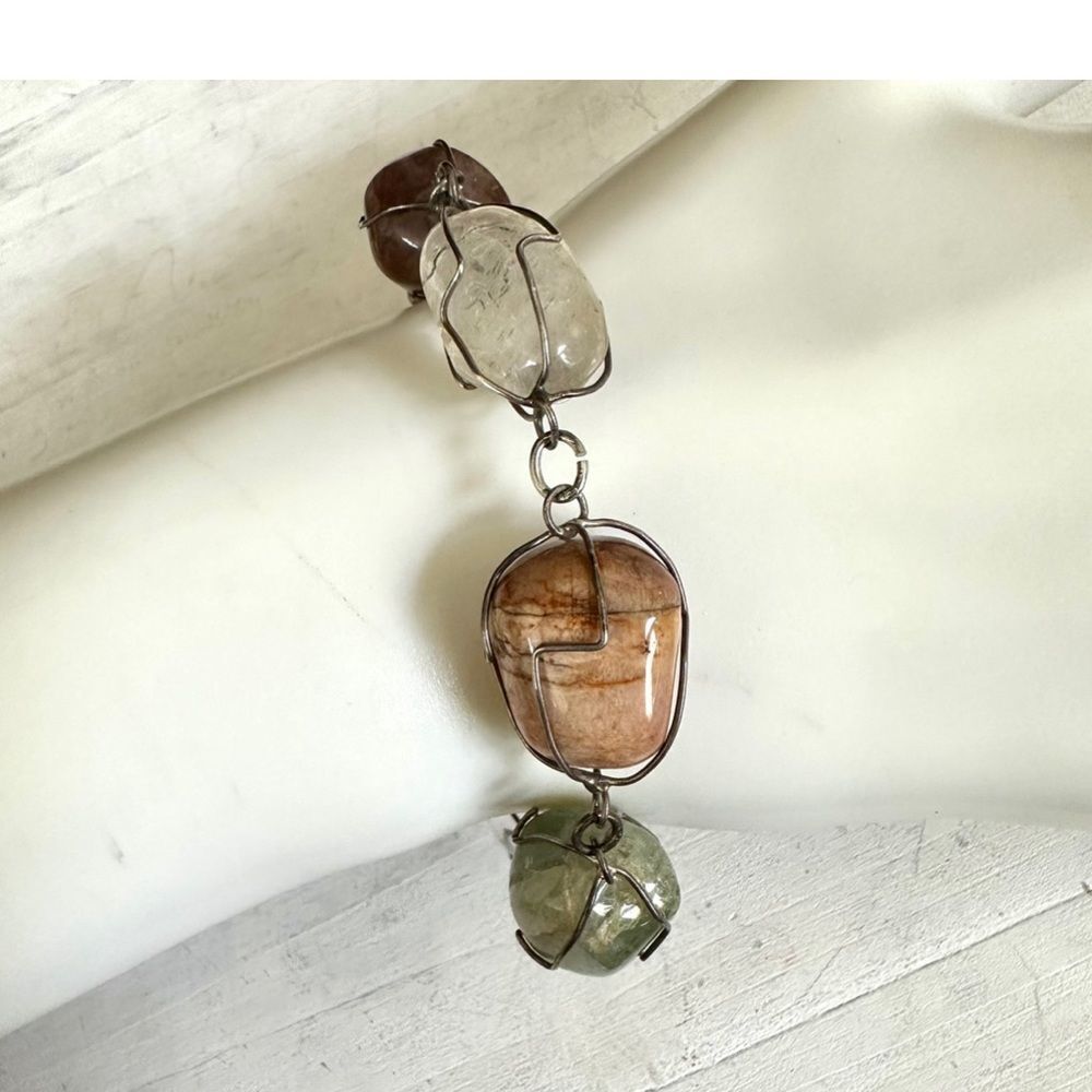 Natural stone wire wrapped bracelet